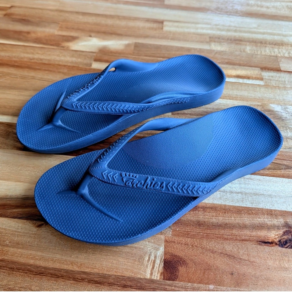 Archies Arch Support Flip Flops Navy Blue Orthotic Sandals Womens 7 Mens 6